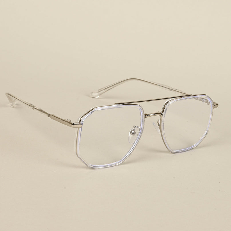 Voyage Silver & Transparent Wayfarer Eyeglasses for Men & Women - MG5094-C3