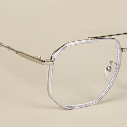 Voyage Silver & Transparent Wayfarer Eyeglasses for Men & Women - MG5094-C3