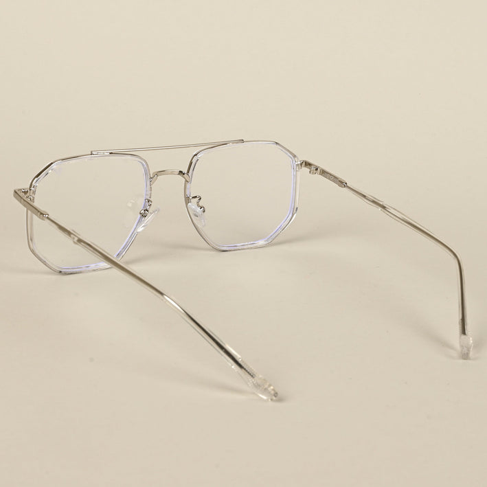 Voyage Silver & Transparent Wayfarer Eyeglasses for Men & Women - MG5094-C3