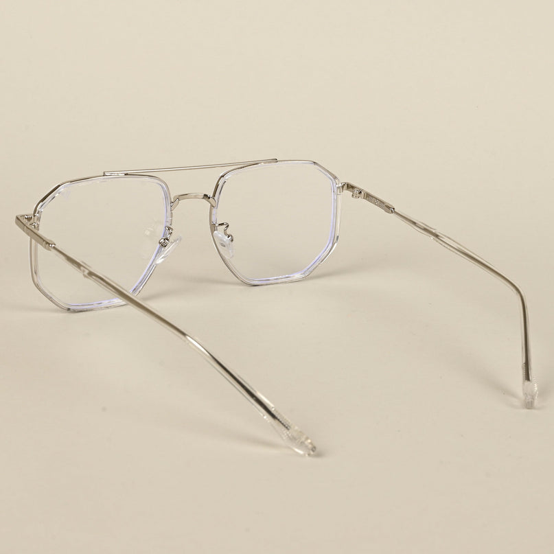 Voyage Silver & Transparent Wayfarer Eyeglasses for Men & Women - MG5094-C3