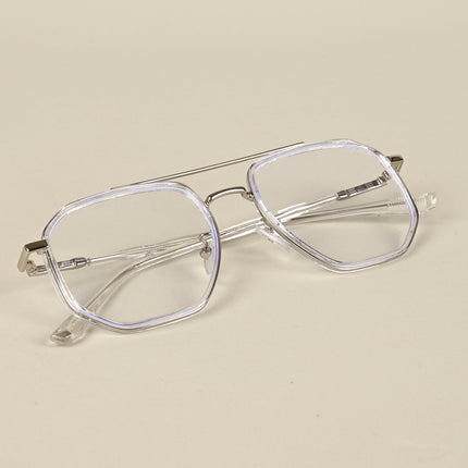 Voyage Silver & Transparent Wayfarer Eyeglasses for Men & Women - MG5094-C3