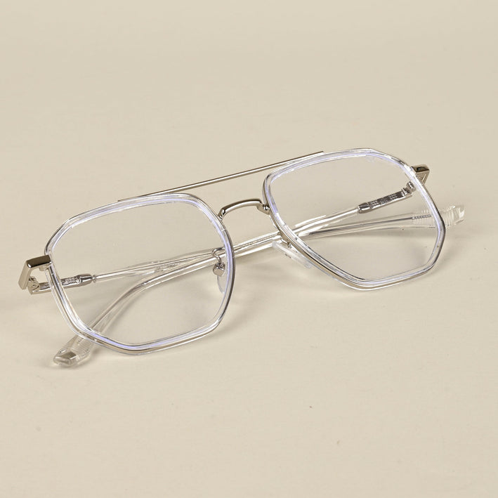 Voyage Silver & Transparent Wayfarer Eyeglasses for Men & Women - MG5094-C3