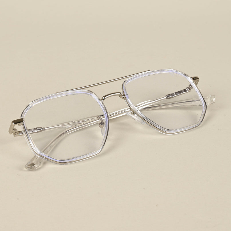 Voyage Silver & Transparent Wayfarer Eyeglasses for Men & Women - MG5094-C3