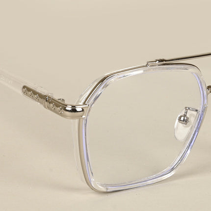 Voyage Silver & Transparent Wayfarer Eyeglasses for Men & Women - MG5091-C4