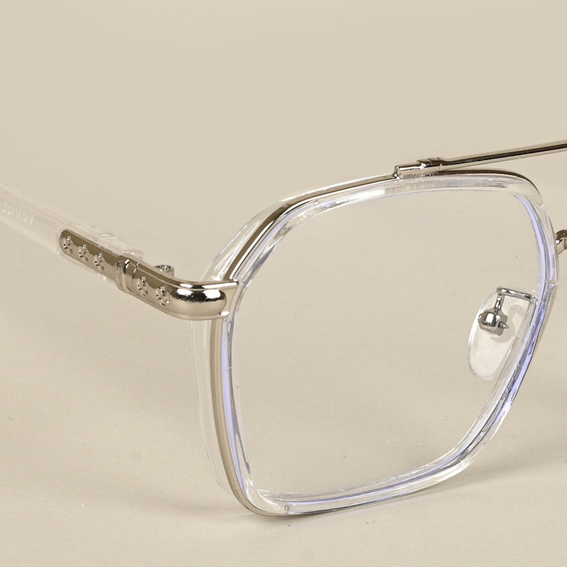 Voyage Silver & Transparent Wayfarer Eyeglasses for Men & Women - MG5091-C4