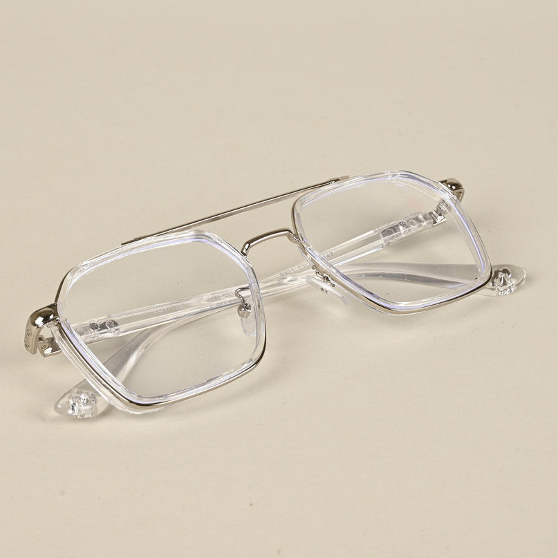Voyage Silver & Transparent Wayfarer Eyeglasses for Men & Women - MG5091-C4