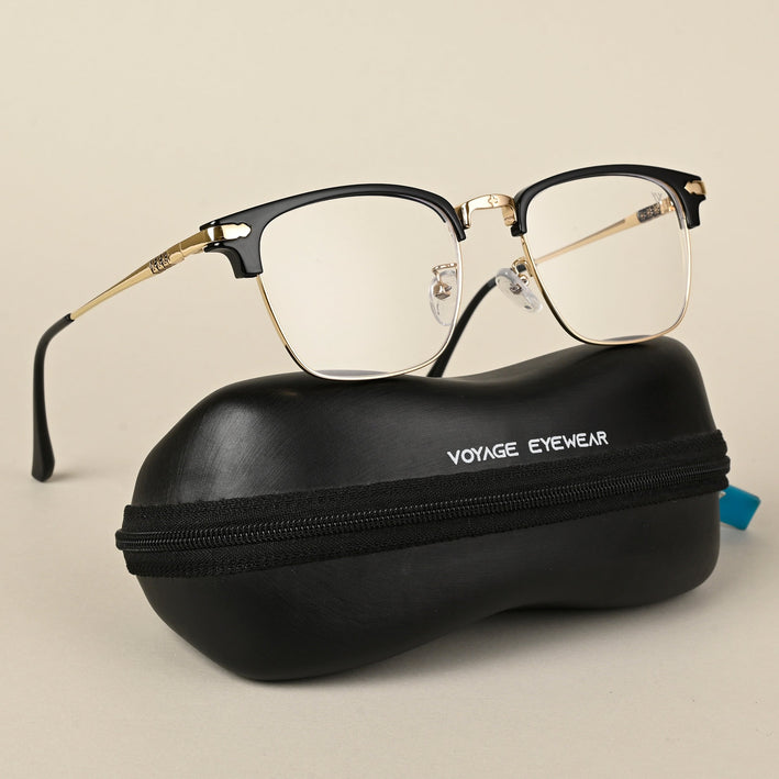 Voyage Golden & Black Square Eyeglasses for Men & Women - MG5084-C1