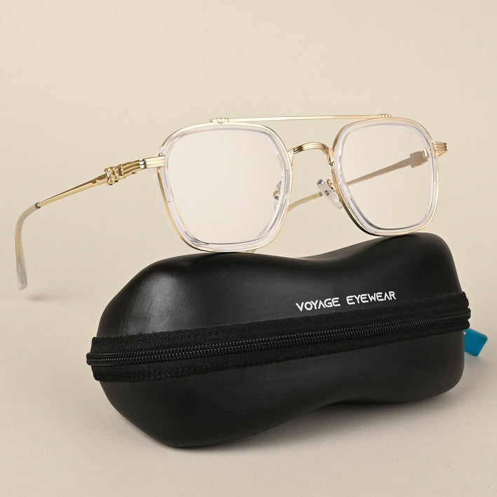Voyage Golden & Transparent Wayfarer Eyeglasses for Men & Women - MG5087-C2