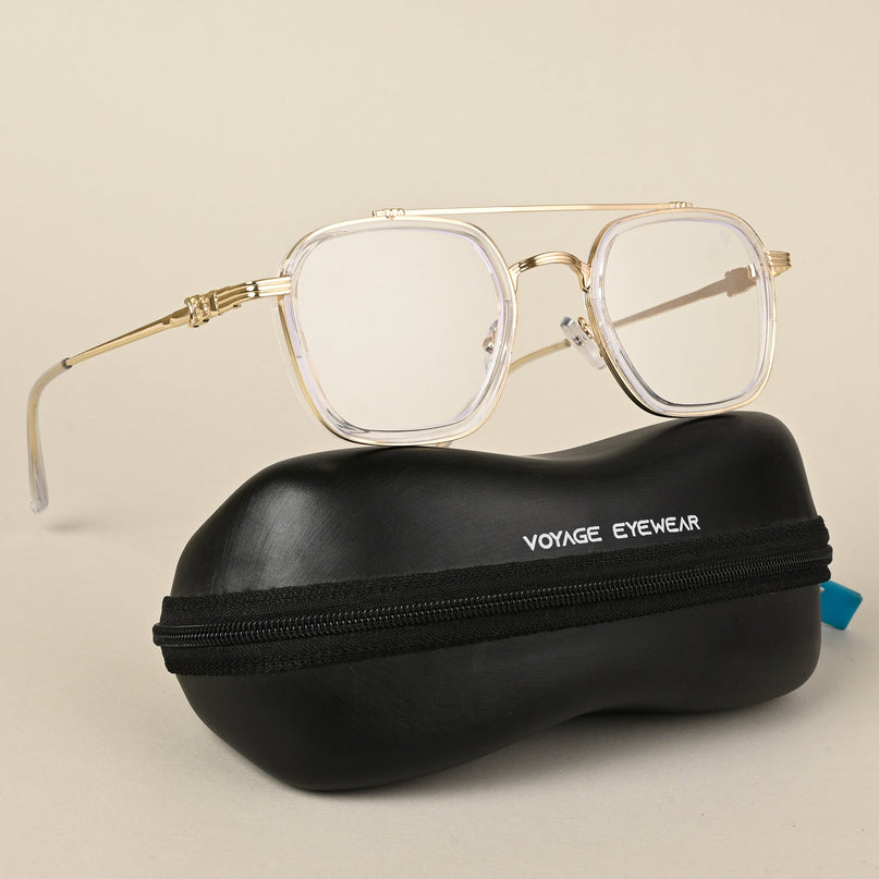 Voyage Golden & Transparent Wayfarer Eyeglasses for Men & Women - MG5087-C2