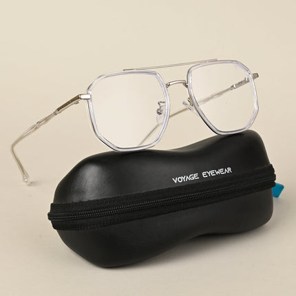 Voyage Silver & Transparent Wayfarer Eyeglasses for Men & Women - MG5094-C3