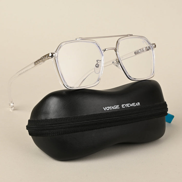 Voyage Silver & Transparent Wayfarer Eyeglasses for Men & Women - MG5091-C4