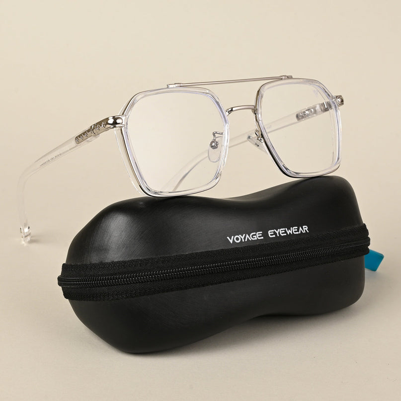 Voyage Silver & Transparent Wayfarer Eyeglasses for Men & Women - MG5091-C4