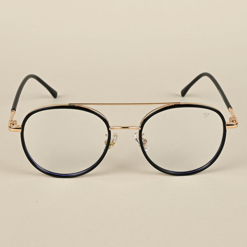 Voyage Black & Golden Wayfarer Eyeglasses for Men & Women - MG5129-C1