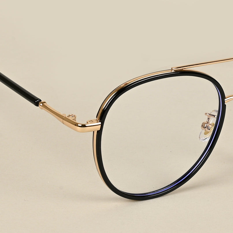 Voyage Black & Golden Wayfarer Eyeglasses for Men & Women - MG5129-C1