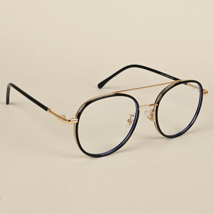 Voyage Black & Golden Wayfarer Eyeglasses for Men & Women - MG5129-C1