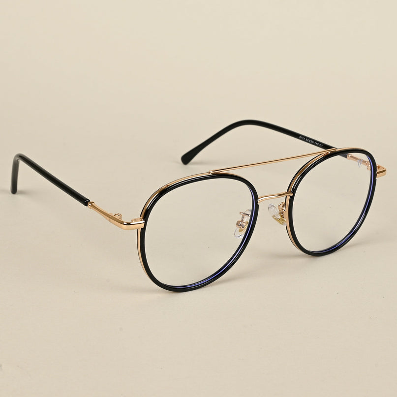 Voyage Black & Golden Wayfarer Eyeglasses for Men & Women - MG5129-C1