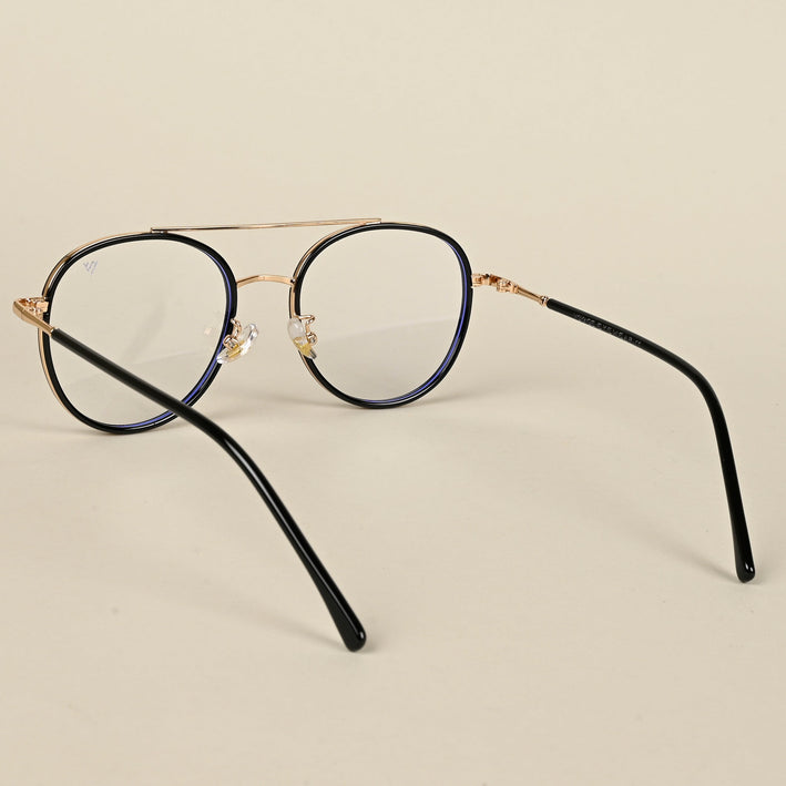 Voyage Black & Golden Wayfarer Eyeglasses for Men & Women - MG5129-C1
