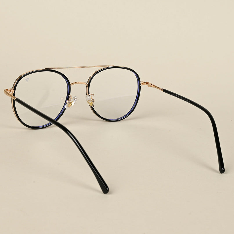 Voyage Black & Golden Wayfarer Eyeglasses for Men & Women - MG5129-C1
