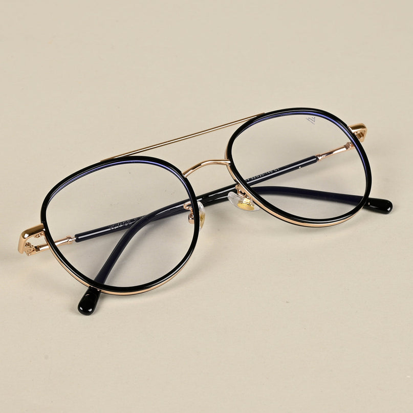 Voyage Black & Golden Wayfarer Eyeglasses for Men & Women - MG5129-C1
