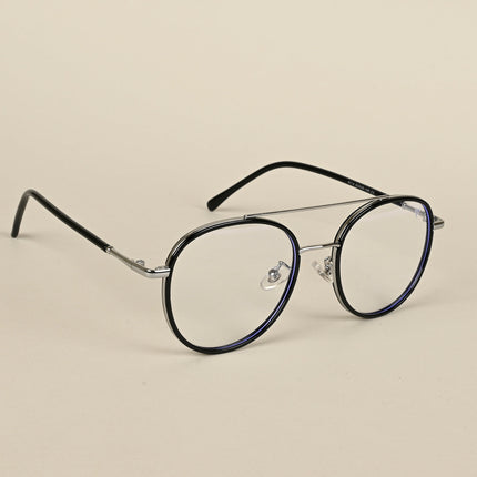 Voyage Black & Silver Wayfarer Eyeglasses for Men & Women - MG5130-C2