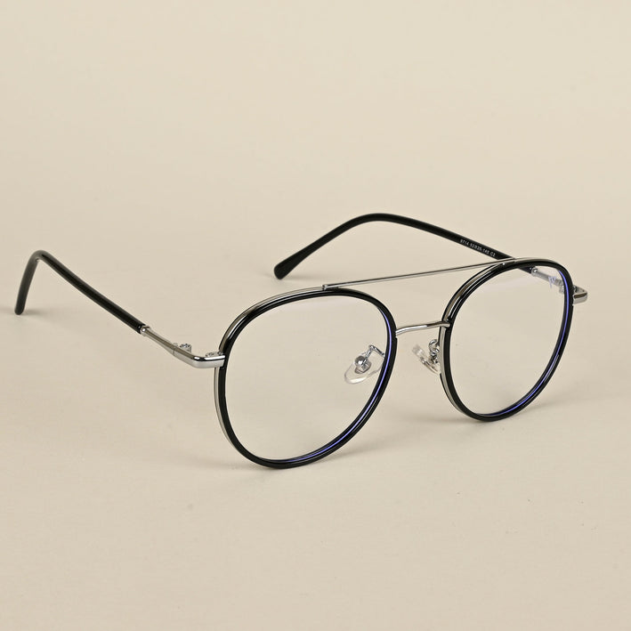 Voyage Black & Silver Wayfarer Eyeglasses for Men & Women - MG5130-C2