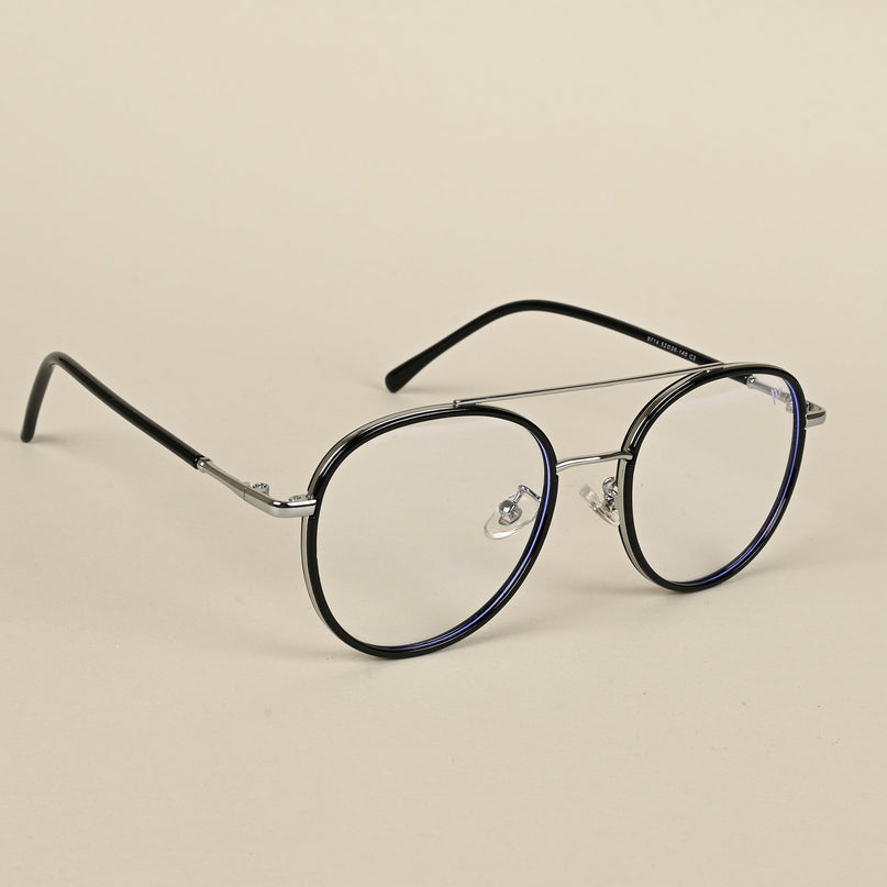 Voyage Black & Silver Wayfarer Eyeglasses for Men & Women - MG5130-C2