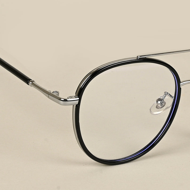 Voyage Black & Silver Wayfarer Eyeglasses for Men & Women - MG5130-C2