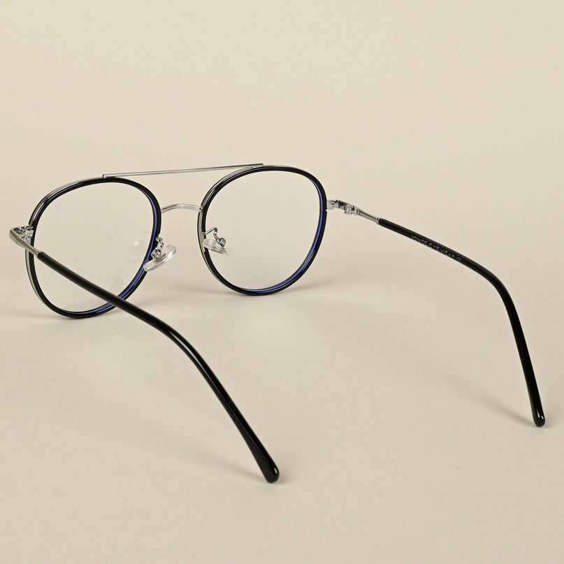 Voyage Black & Silver Wayfarer Eyeglasses for Men & Women - MG5130-C2