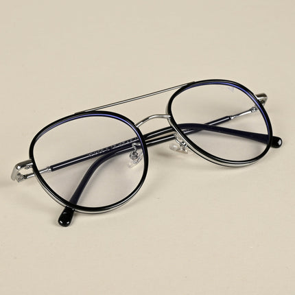 Voyage Black & Silver Wayfarer Eyeglasses for Men & Women - MG5130-C2