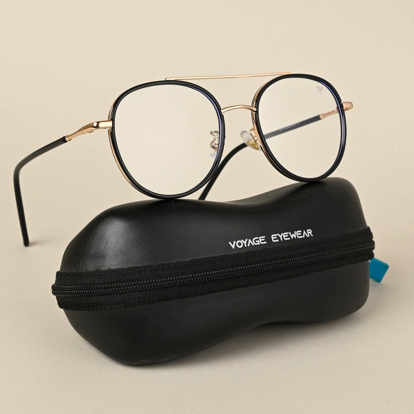 Voyage Black & Golden Wayfarer Eyeglasses for Men & Women - MG5129-C1