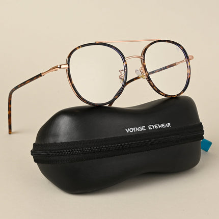 Voyage Demi Brown & Rose Gold Wayfarer Eyeglasses for Men & Women - MG5131-C3