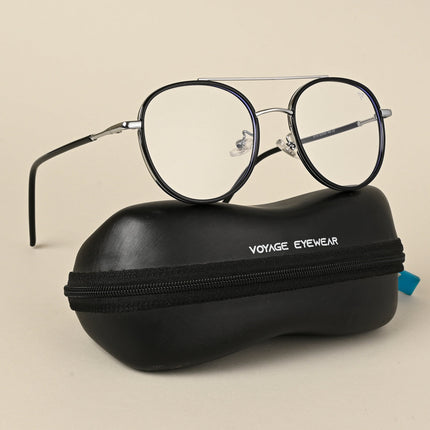 Voyage Black & Silver Wayfarer Eyeglasses for Men & Women - MG5130-C2