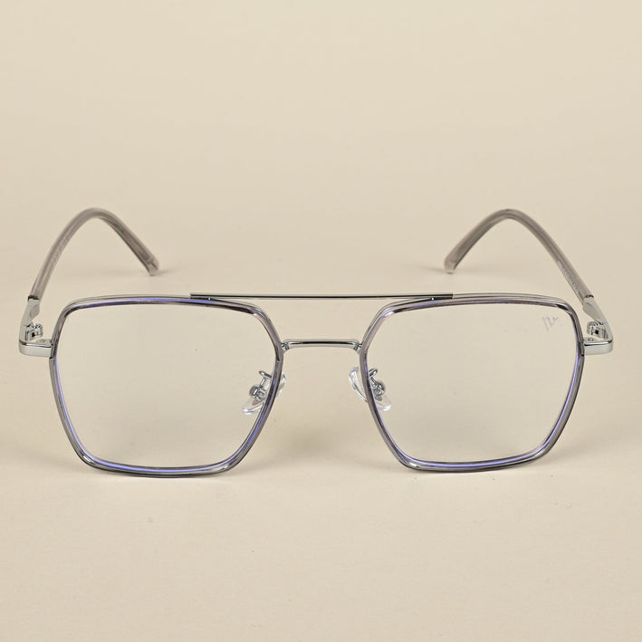 Voyage Maverick Grey & Silver Wayfarer Eyeglasses for Men & Women - MG5115-C3