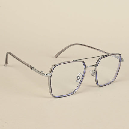 Voyage Maverick Grey & Silver Wayfarer Eyeglasses for Men & Women - MG5115-C3