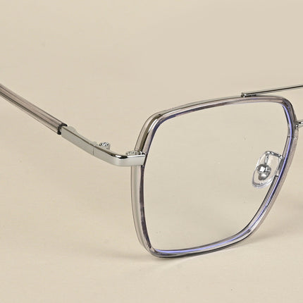 Voyage Maverick Grey & Silver Wayfarer Eyeglasses for Men & Women - MG5115-C3