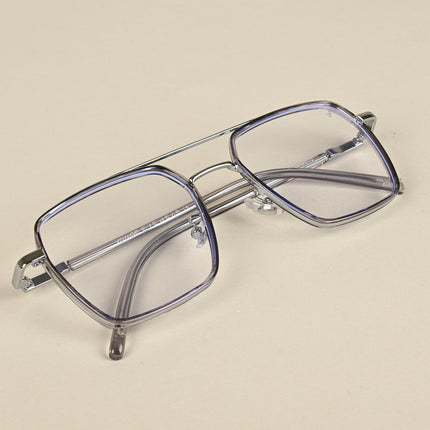 Voyage Maverick Grey & Silver Wayfarer Eyeglasses for Men & Women - MG5115-C3