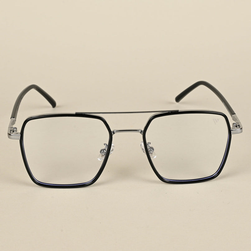 Voyage Maverick Black & Silver Wayfarer Eyeglasses for Men & Women - MG5114-C2