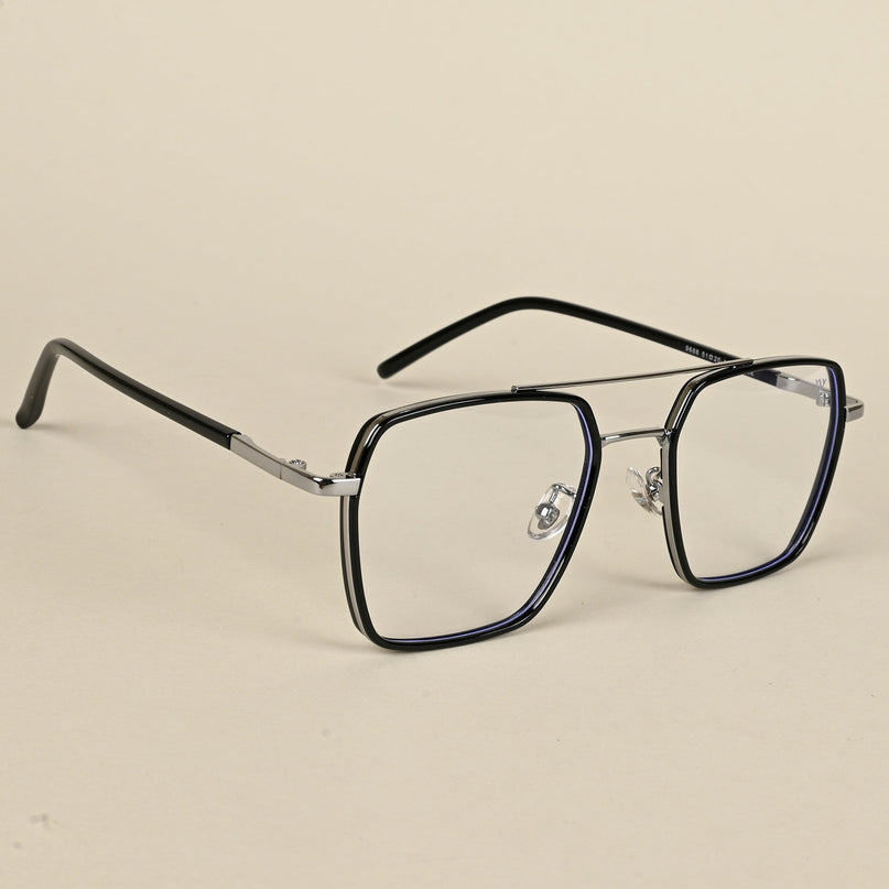 Voyage Maverick Black & Silver Wayfarer Eyeglasses for Men & Women - MG5114-C2