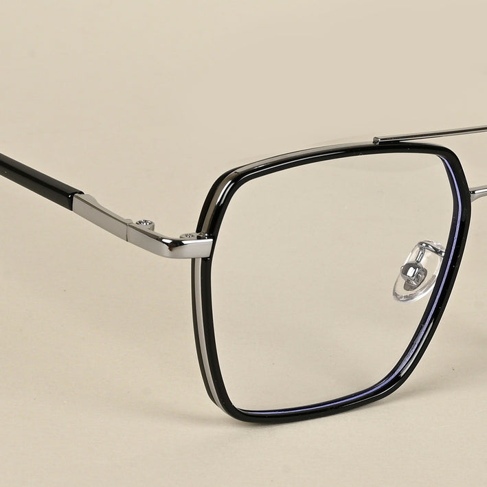 Voyage Maverick Black & Silver Wayfarer Eyeglasses for Men & Women - MG5114-C2