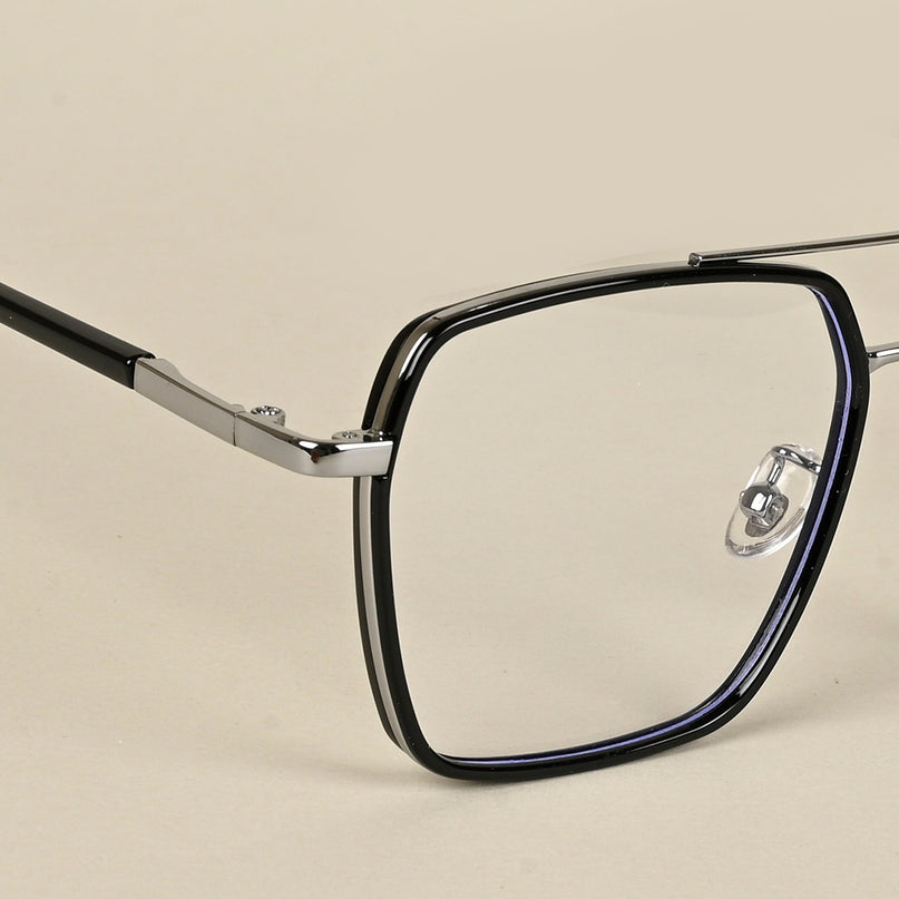 Voyage Maverick Black & Silver Wayfarer Eyeglasses for Men & Women - MG5114-C2