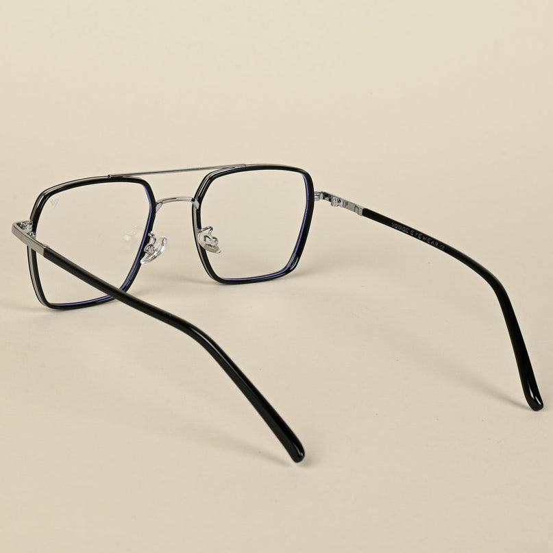 Voyage Maverick Black & Silver Wayfarer Eyeglasses for Men & Women - MG5114-C2