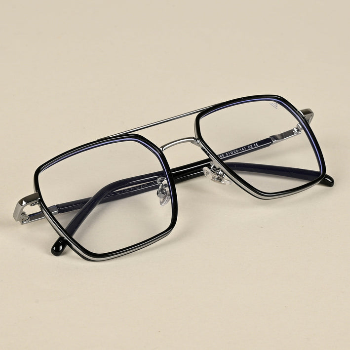 Voyage Maverick Black & Silver Wayfarer Eyeglasses for Men & Women - MG5114-C2