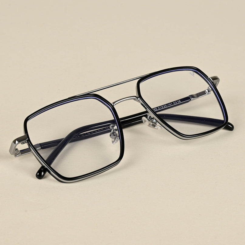 Voyage Maverick Black & Silver Wayfarer Eyeglasses for Men & Women - MG5114-C2
