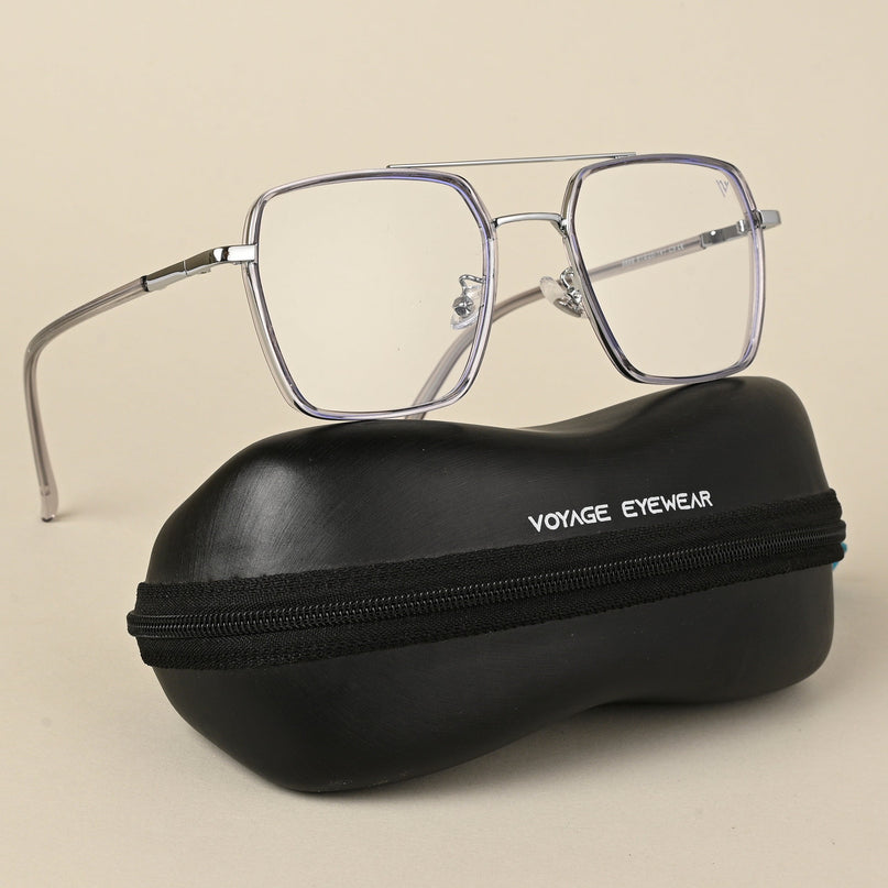Voyage Maverick Grey & Silver Wayfarer Eyeglasses for Men & Women - MG5115-C3
