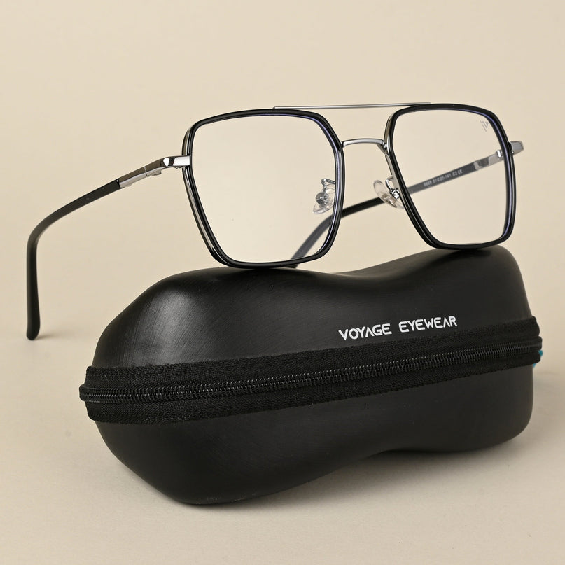 Voyage Maverick Black & Silver Wayfarer Eyeglasses for Men & Women - MG5114-C2