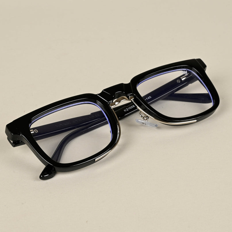 Voyage Black & Silver Square Eyeglasses for Men & Women - MG5073-C1