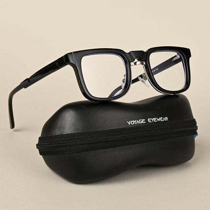 Voyage Black & Silver Square Eyeglasses for Men & Women - MG5073-C1