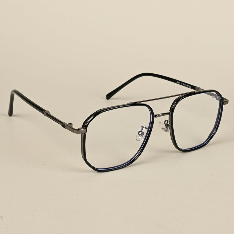 Voyage Maverick Grey & Black Wayfarer Eyeglasses for Men & Women - MG5111-C4
