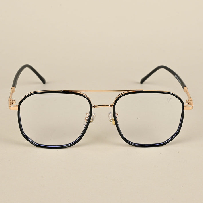Voyage Maverick Golden & Black Wayfarer Eyeglasses for Men & Women - MG5108-C1