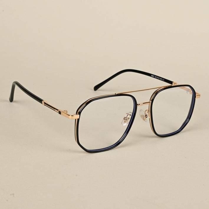 Voyage Maverick Golden & Black Wayfarer Eyeglasses for Men & Women - MG5108-C1
